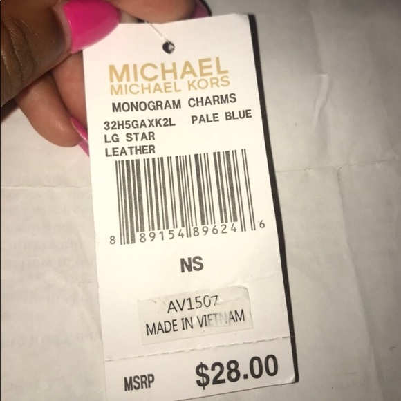 NWT Michael Kors Monogram Leather Hang Charm - Picture 5 of 5